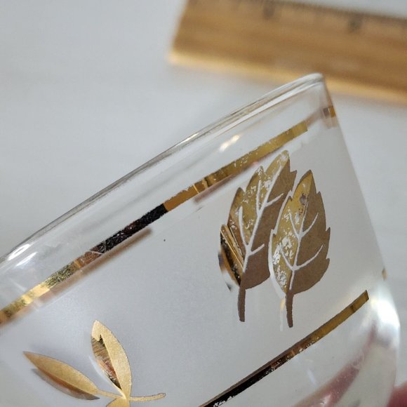 11 pc Libbey Golden Foliage Frosted Cocktail Glasses vintage mixed design wear - Picture 11 of 12